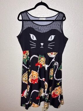 Nextmia Back Red Kitten Cat Christmas Holiday Sleeveless Dress Women's Size 16